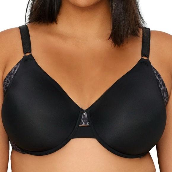 Olga No Side Effects Unlined Underwire Bra Black Leopard Animal Print Size 44D - Picture 1 of 9